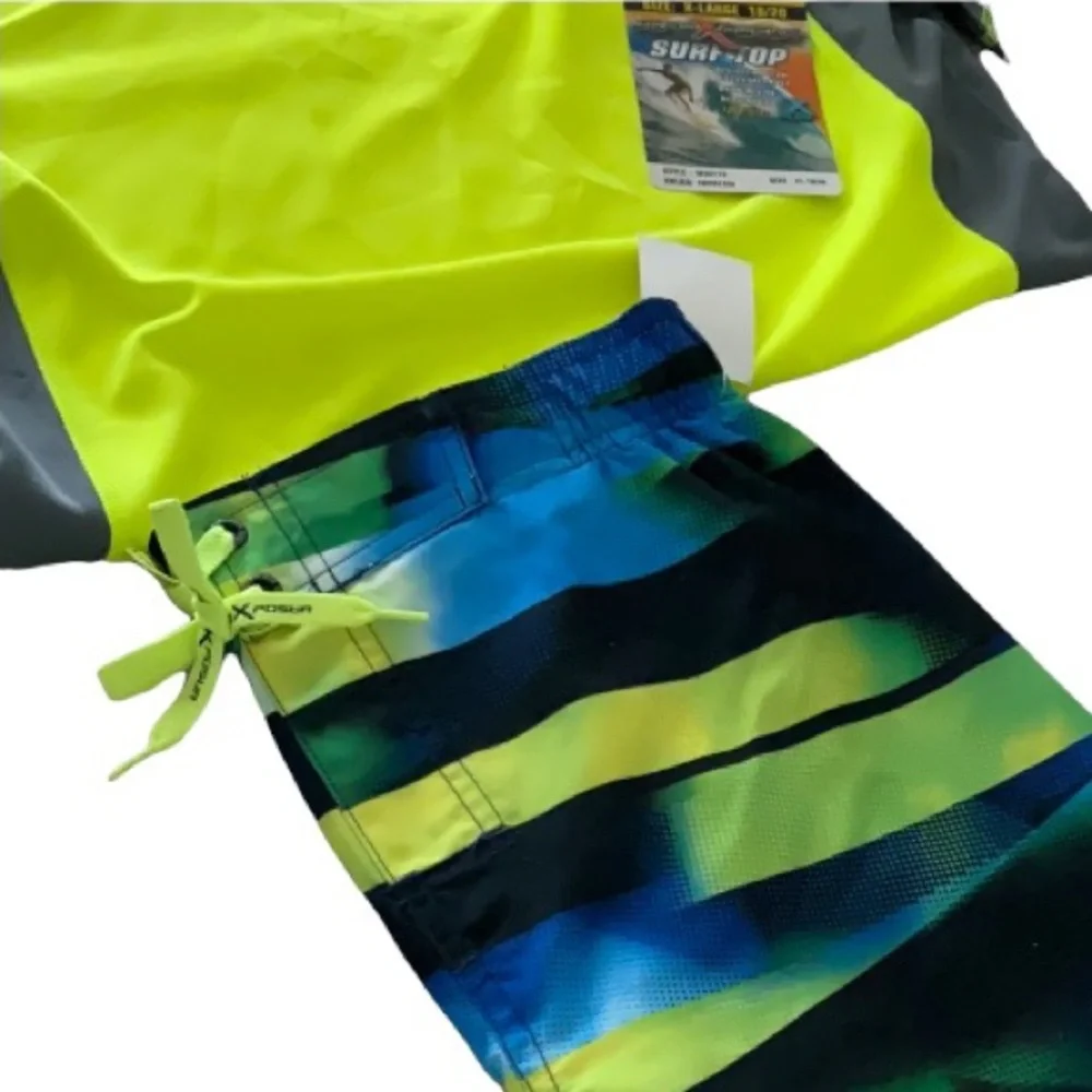 Swim Trunks Sun Protection Set Shirt Swim Shorts Surf Top 2 pc set Boys XL 18-20